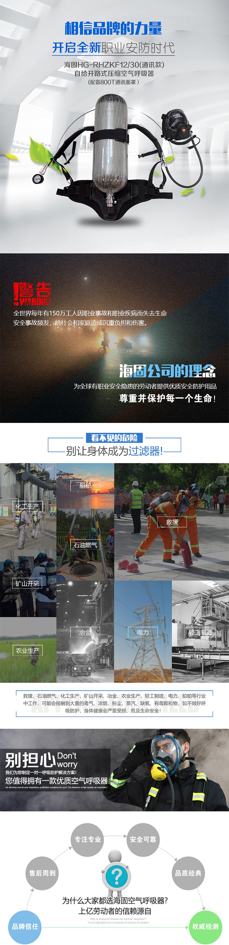 海固RHZKF12T/30 正压式空气呼吸器（装配800T通讯面罩）图片1