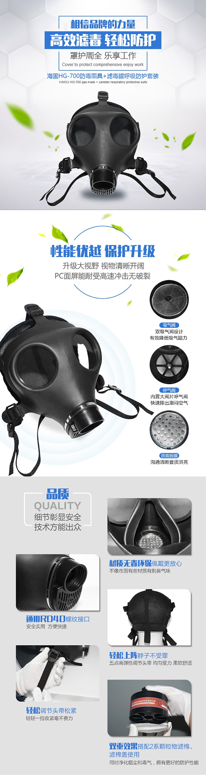 海固HG-700 P-H2S-2滤毒罐硫化氢活性炭防毒面具图片