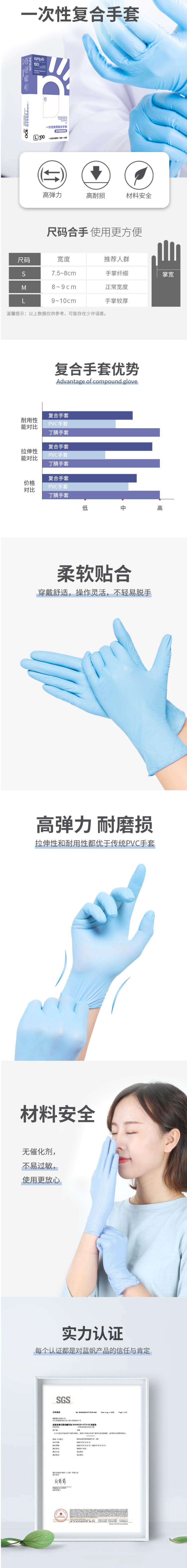 蓝帆医疗C2176一次性耐磨PVC手套图片