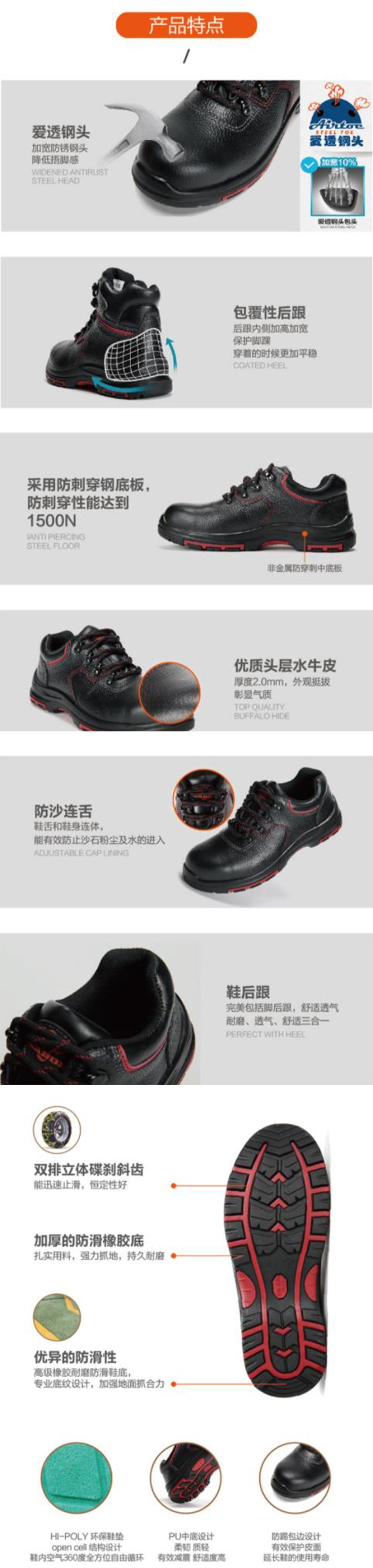 华信吉豹X7110S低帮防砸防穿刺防静电防滑耐磨耐油安全鞋图片3