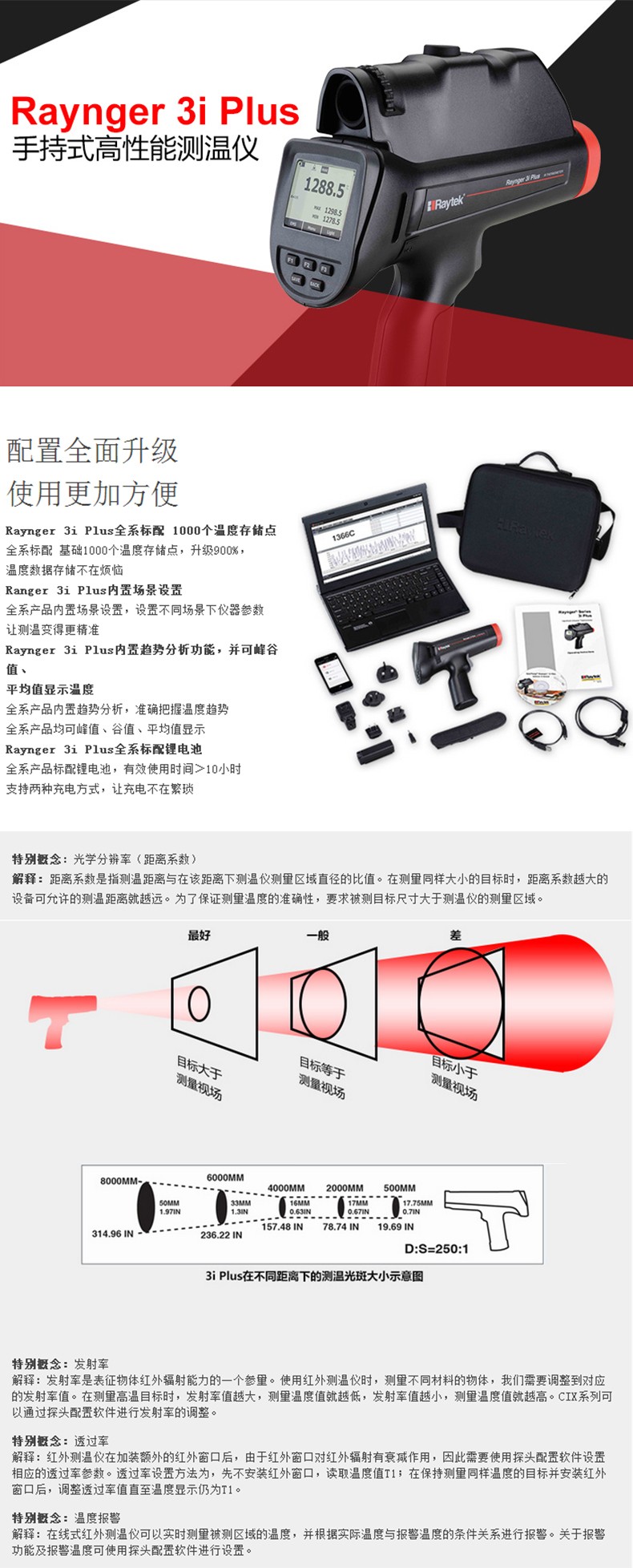 雷泰RAY3I2ML3+手持红外测温仪图片