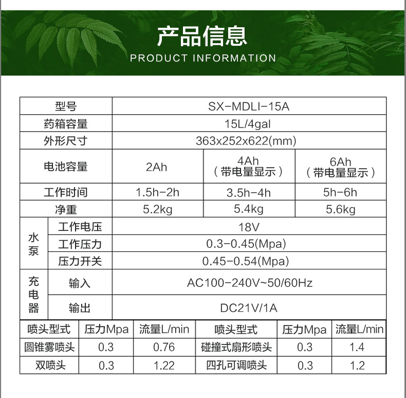 市下SX-MDLI-15A 15L背负式电动喷雾器图片