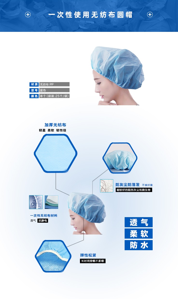 高贝斯5016-0004一次性无纺布医用防护头罩图片