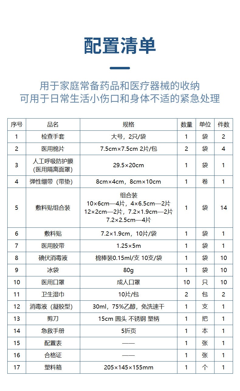 蓝帆医疗JT-P001手提式家庭急救箱图片3