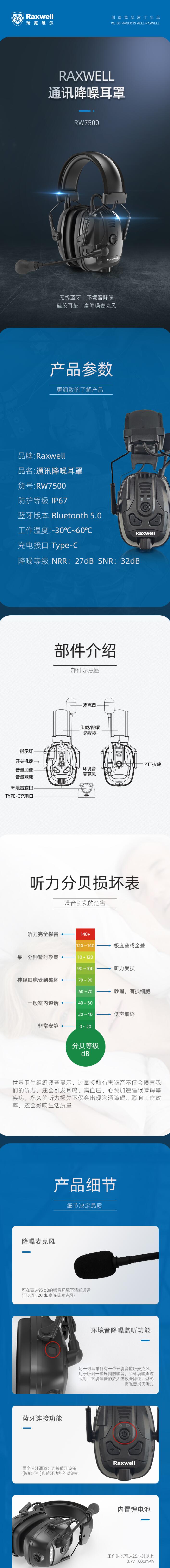 瑞氪维尔RW7500蓝牙通讯防噪音耳罩图片