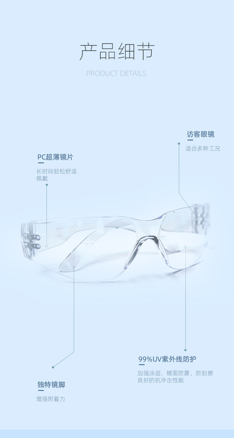 瑞氪维尔RW6100防雾防冲击防护眼镜图片3
