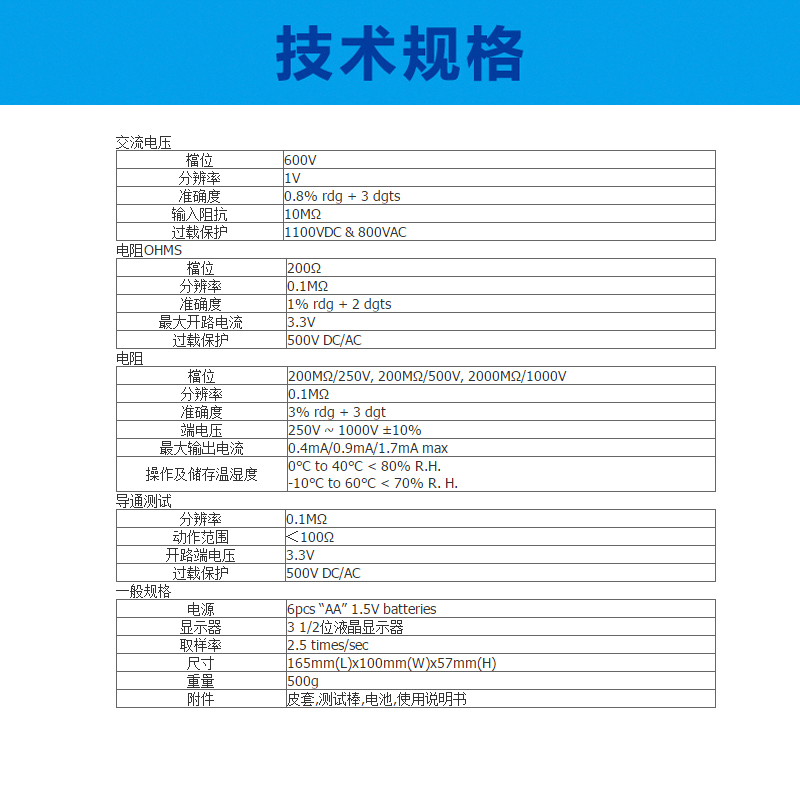 台湾泰仕TES-1600数字式绝缘测试器图片