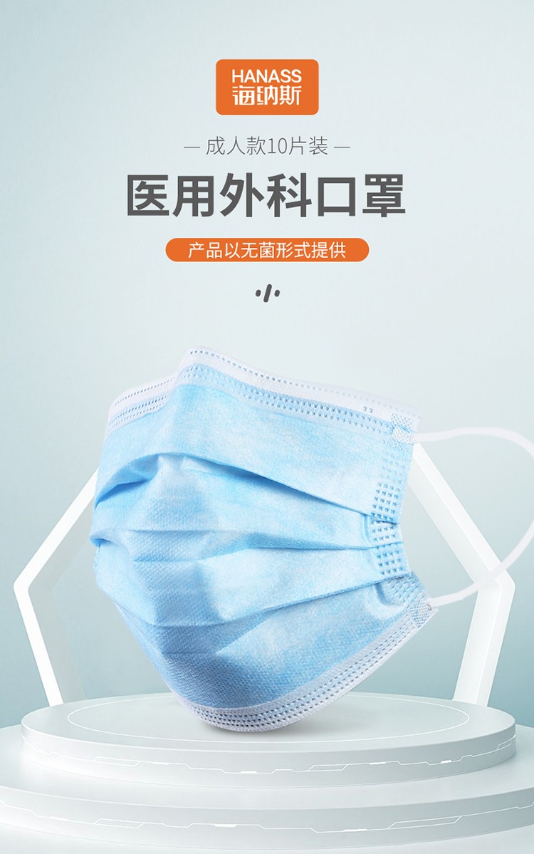 海纳斯一次性医用外科口罩图片