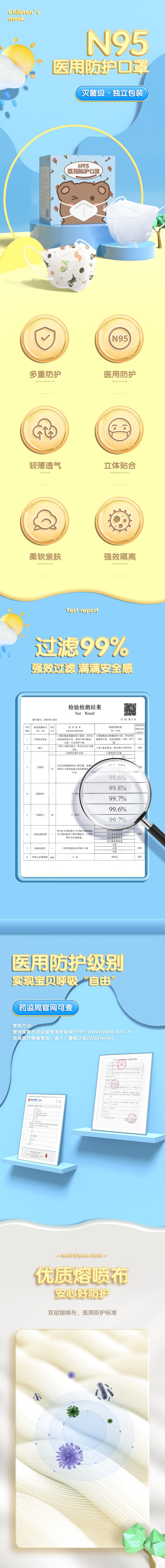 美仕康N95级灭菌医用防护儿童口罩图片1