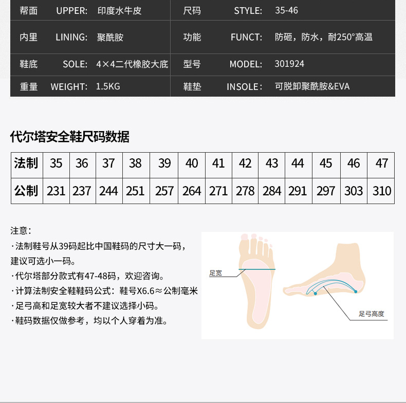 代尔塔301924 LANTANA2 S1P HRO HI CI橡胶大底防静电安全鞋