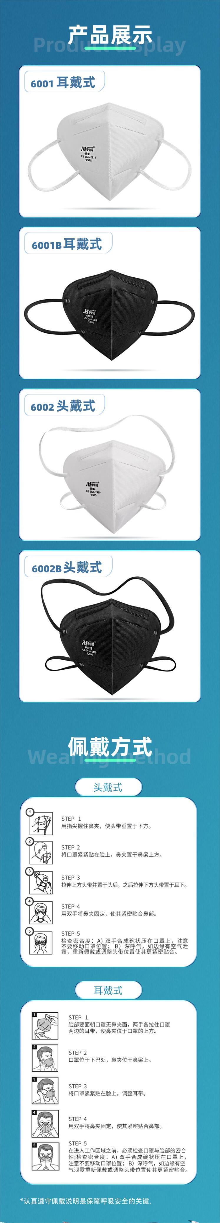 麦特瑞6001 KN95白色耳带式防尘口罩图片4