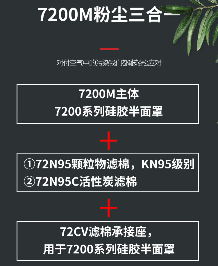 Honeywell霍尼韦尔7200MC硅胶半面罩防尘面具套装6