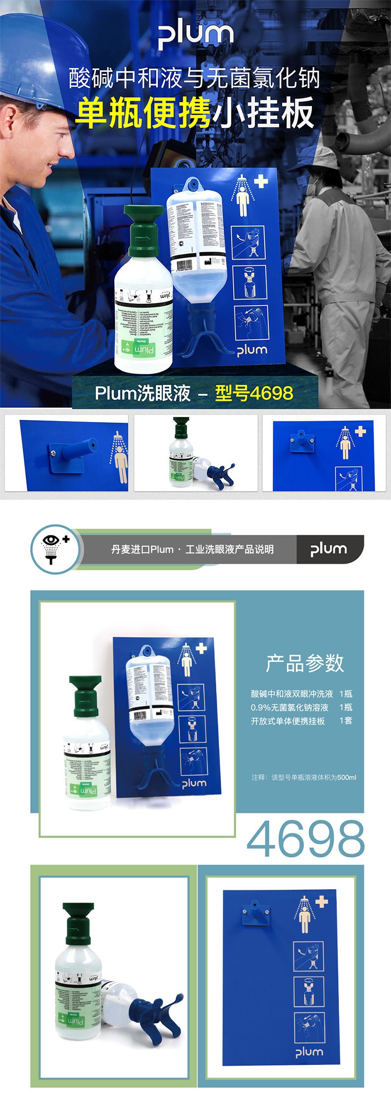 丹麦Plum4698单瓶挂板洗眼液图片1