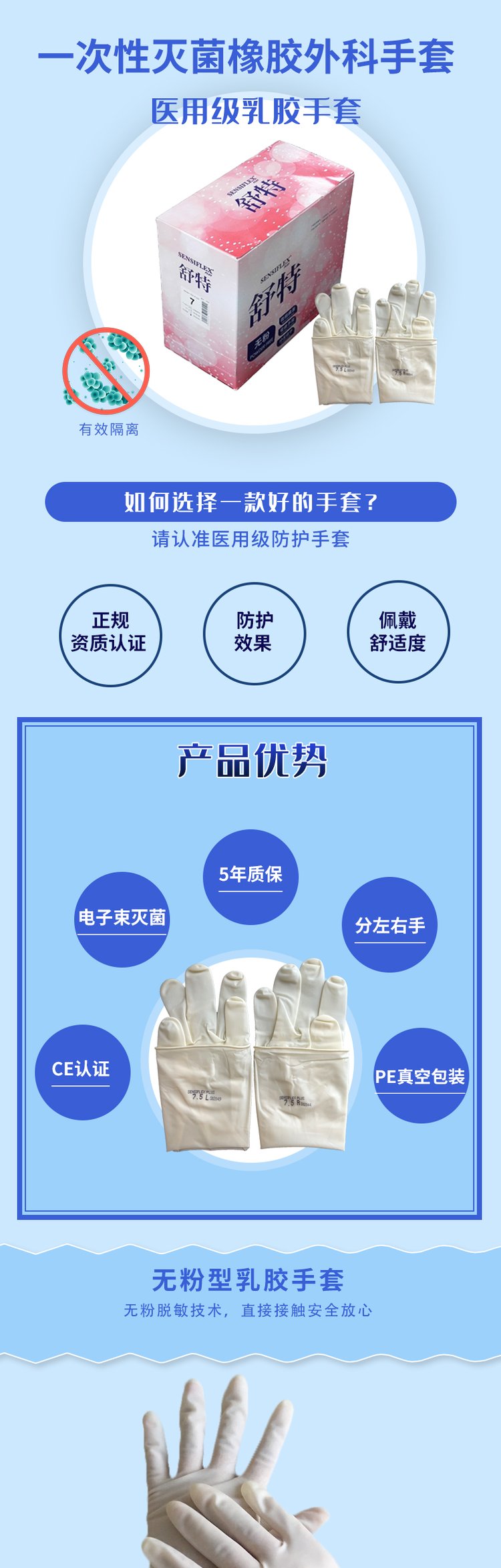 舒特一次性使用灭菌橡胶外科手套1