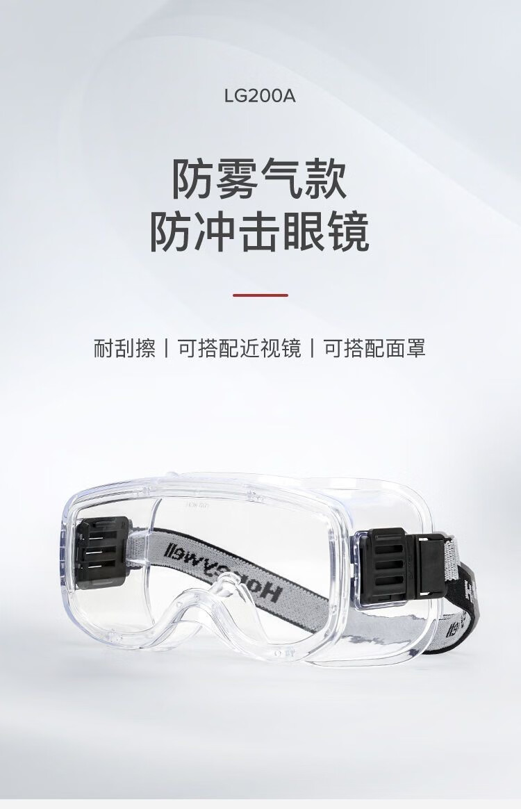 霍尼韦尔200500 LG200A透明防雾护目镜镜片图片1