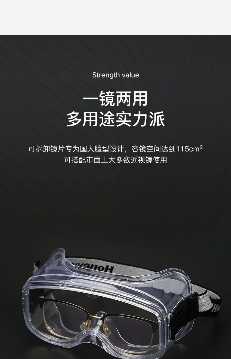 霍尼韦尔200500 LG200A透明防雾护目镜镜片图片3