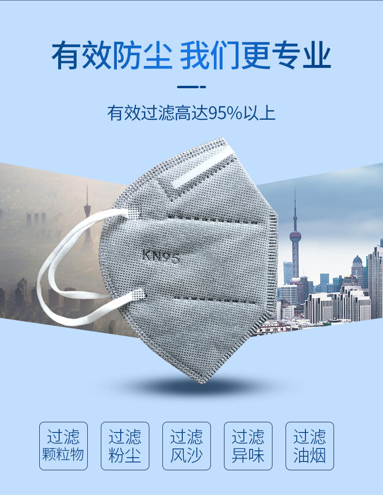 定和DH9515耳带式活性炭KN95防尘口罩4