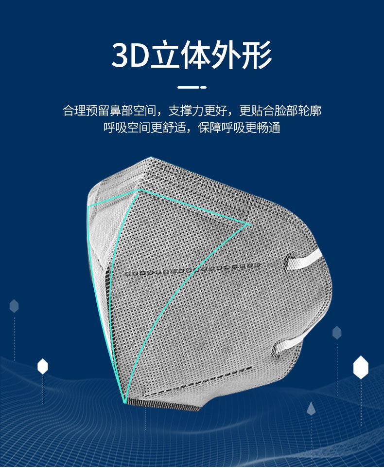 定和DH9515耳带式活性炭KN95防尘口罩5