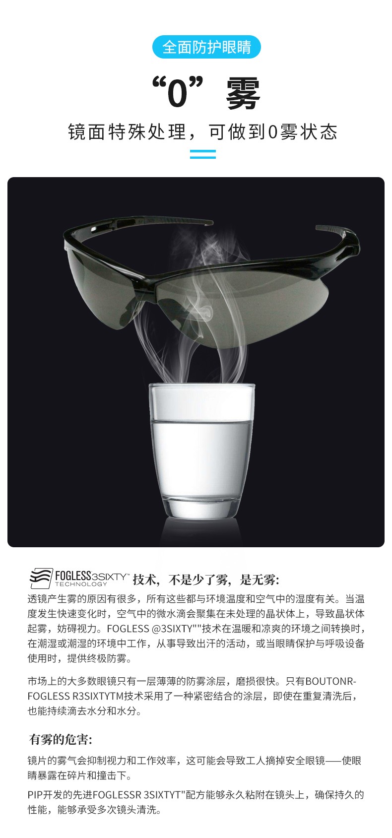PIP 250-AN-10111防雾防刮擦防护眼镜图片2