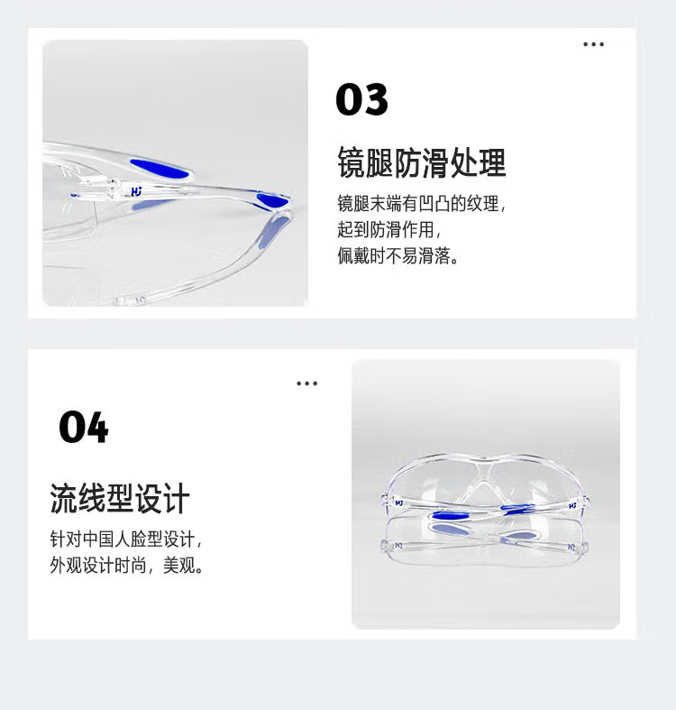 呼享HU128AF流线型防冲击防雾眼镜5