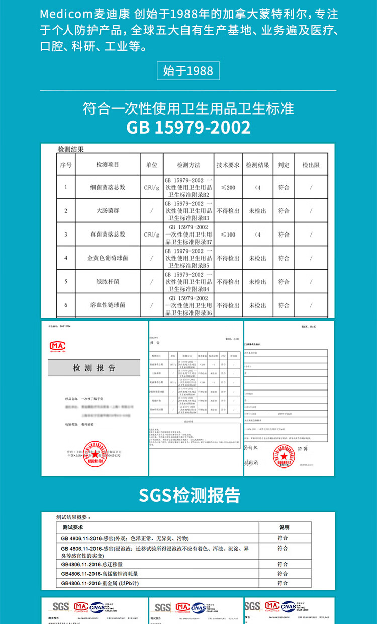 麦迪康1136D蓝色无粉加强型一次性丁腈手套L图片7