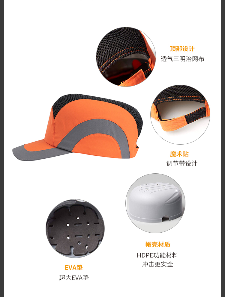 赛锐SR-1028-BL-M轻型防撞帽舒适款中号4