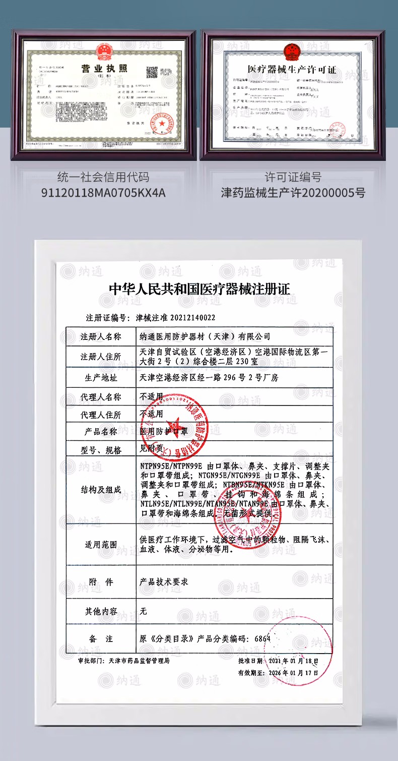 纳通NTFN95E头戴式绿色KN95医用防护口罩图片8