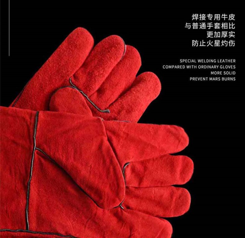 汉盾HD-DR2023加强牛皮耐磨耐高温电焊手套4