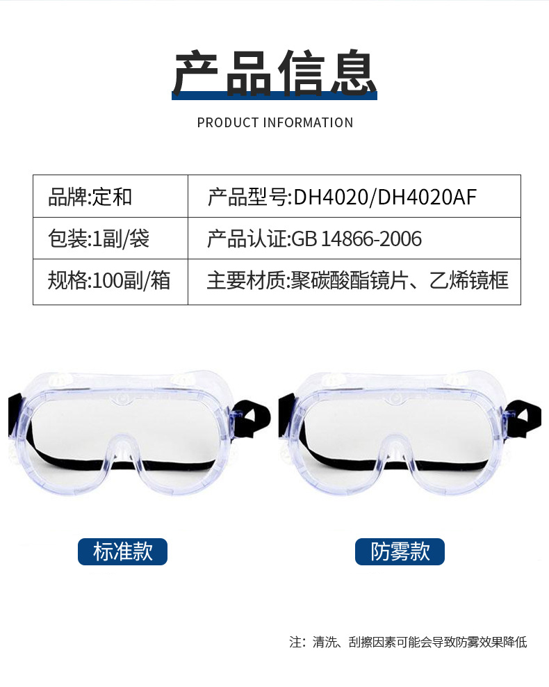 定和DH4020抗冲击多功能安全护目镜4