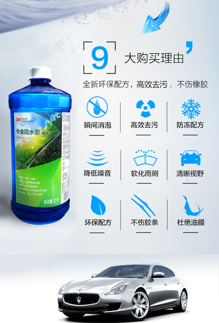 3M PN7018专业疏水型玻璃水0度3