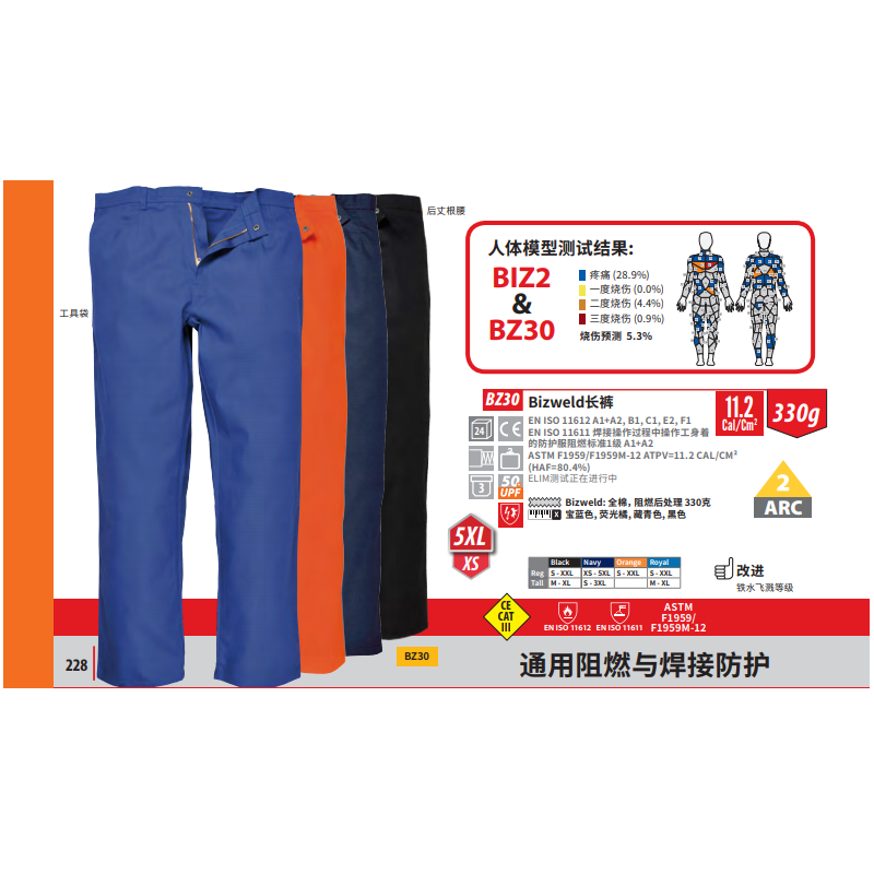 波伟斯特Portwest BZ30 Bizweld阻燃长裤