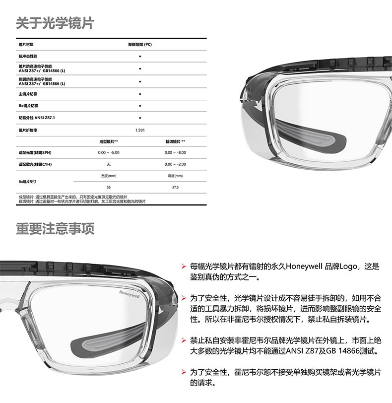Honeywell霍尼韦尔RXF19015 RX500G碳石黑全框型矫视安全眼镜防雾款4