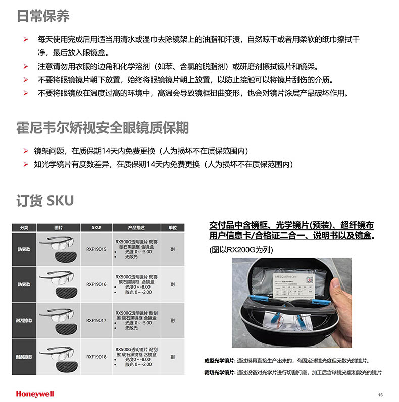 Honeywell霍尼韦尔RXF19015 RX500G碳石黑全框型矫视安全眼镜防雾款5