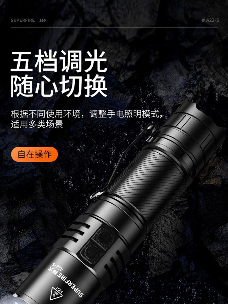神火A22-S高亮度续航持久变焦手电筒6.jpg