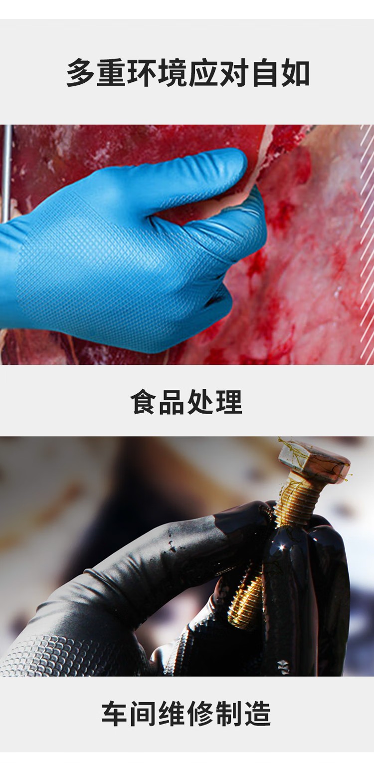 PIP 67-308双面鱼鳞纹8mil加长丁腈手套7