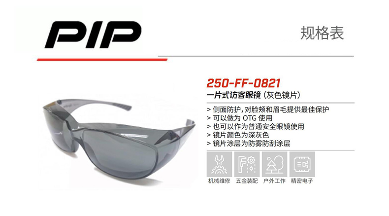 PIP 250-FF-0821一片式访客眼镜