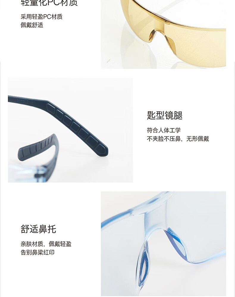代尔塔101145 HELIUM DETECTABLE可探测款防雾防刮防冲击安全防护眼镜10