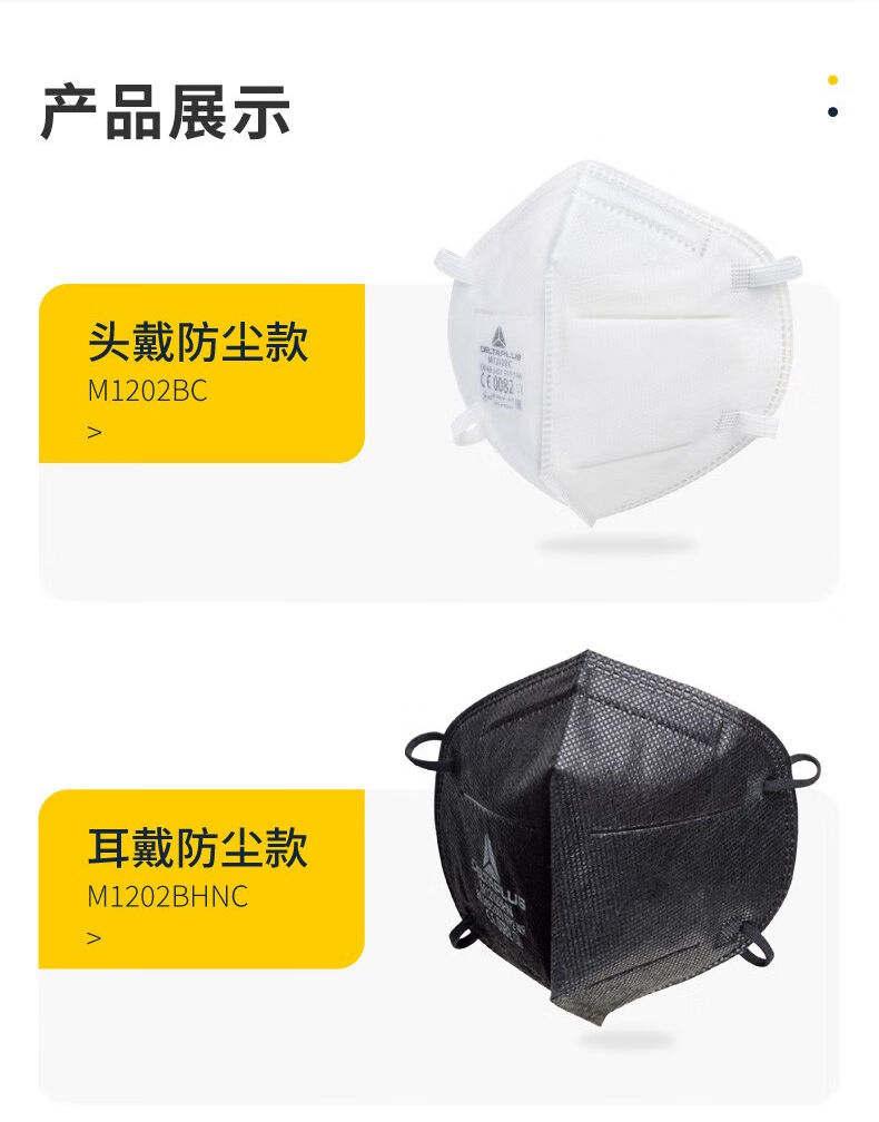 代尔塔104205 M1202BHNC折叠耳戴式FFP2级防尘口罩8