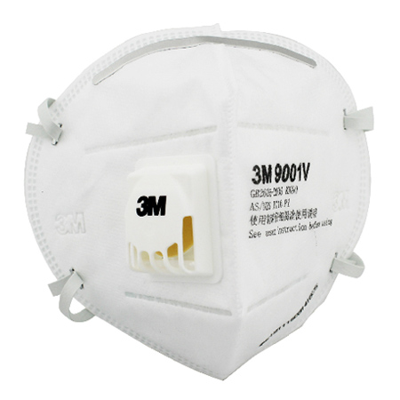 3M9001V折叠式带阀颗粒物KN90防护口罩